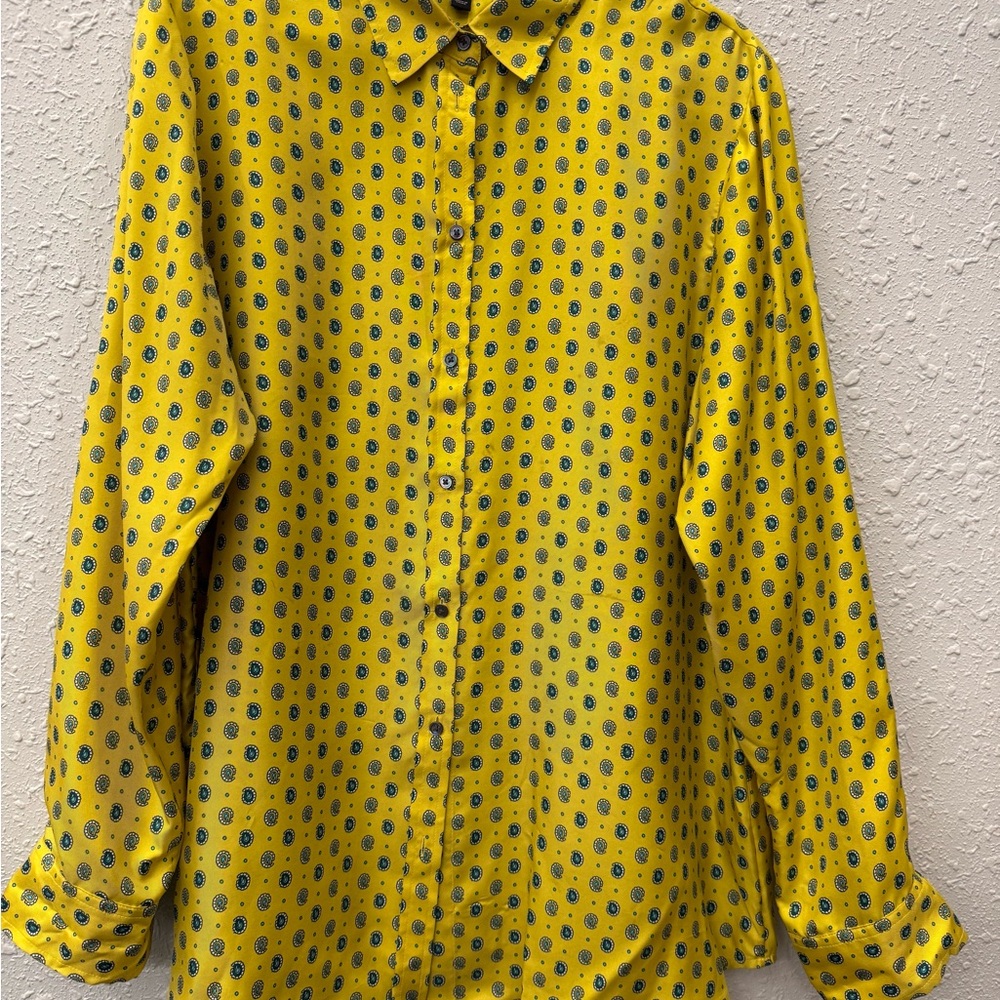 Banana Republic Yellow Polka Dot Blouse